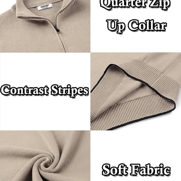 Sweater - Men’s’ Quarter Zip Pullover Slim Fit - Picture 3 of 3